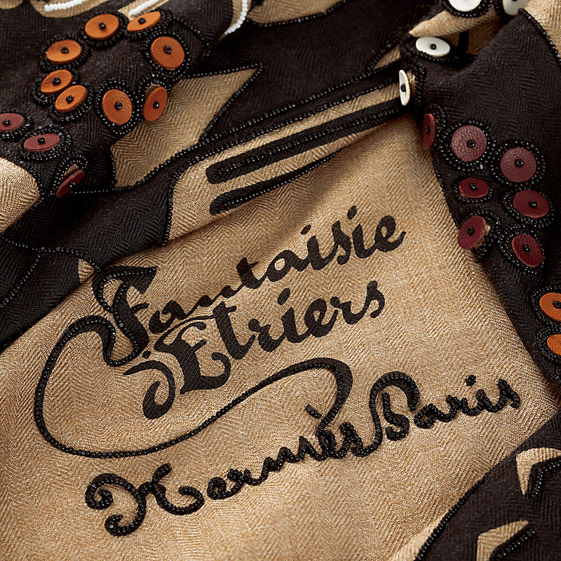 Embroidered Fantaisie d'Etriers shawl 140 | Hermès Finland